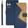 Peňaženkové kožené puzdro IDEWEI Splicing na Oppo A58 5G - Modrá
