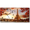 Vodorovné Sklenené hodiny na stenu Eiffelova veža Paríž 60x30 cm