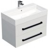 Kúpeľňová skrinka s čiernou úchytkou a umývadlom SAT Cube Way 80x53x46 cm biely lesk CUBE46C802BISAT