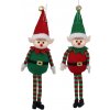 Vianočný visiaci elf z filcu s trblietkami 10 × 28 cm, červeno‑zelený, sada 6 ks