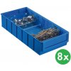 Allit Plastový regálový box ShelfBox typ E - 183 x 400 x 81 mm, 8 ks, modrý