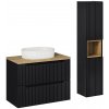 Comad Kúpeľňová zostava Nova Black 80 cm s umývadlom, doskou a skrinkami čierna/dub evoke