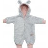 Luxusný detský zimný overal New Baby Teddy bear šedo ružový 62 (3-6m)