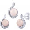 Stříbrný set šperků Geonna s přírodním růženínem a Brilliance Zirconia - náušnice a přívěsek JST141627SRO