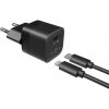 FIXED Mini USB-C Travel Charger 20W + USB-C/Lightning Cable, black FIXC20M-CL-BK