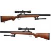 Well Airsoft sniper MB02D + puškohľad a dvojnožka, imitácia dreva