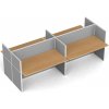 Kancelársky stôl PRIMO s paravánom, 4 miesta, nástenka, sivá/buk
