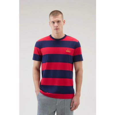 Woolrich tričko Striped T-Shirt červené