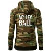 Volleyball nápis - Mikina dámska trendy zipper s kapucňou - L ( Hnedý maskáč )