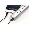 Mikrofón karaoke Bluetooth strieborný na batérie s USB káblom