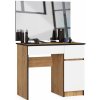 Ak furniture Kozmetický stolík so zrkadlom P-2/SL Aj dub craft/biely pravý