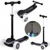Detská trojkolesová balančná kolobežka Scooter s LED osvetlením a hudbou – čierna