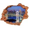 Diera 3D v stene nálepka Bridge v tokiu 90x70 cm