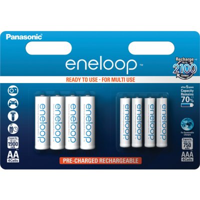 Panasonic Eneloop AA 1900 mAh 4ks + AAA 750 mAh 4ks KJMCCE44E