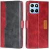 Peňaženkové kožené puzdro Contrast na Honor X8 5G/X6 - Červená + Čierna
