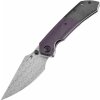 Kansept Fenrir Damascus Blackwash Titanium + Purple Micarta handle K1034Z2
