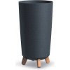PROSPERPLAST Kvetináč GRACIA TUBUS SLIM ECO WOOD antracit 23,9cm