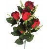 Ruža kytica vetva x6 78cm umelá červená