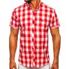 Červená pánska károvaná košeľa s krátkymi rukávmi BOLF 6522