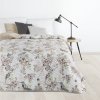 Eurofirany Prehoz 200x220 cm velúrový s vtáčím motívom, biely a béžový
