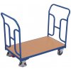 Variofit Plošinový vozík s dvoma trubkovými madlami, Variofit, ložná plocha 100 x 60 cm, do 250 kg, modrá/antracit Farba: modrá RAL5010