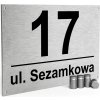 ČÍSLO NA DOM ADRESOVÁ TABUĽKA S ČÍSLOM DOMU 32x21 cm Strieborná + KOLÍKY
