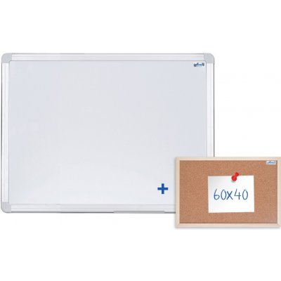 Magnetická tabule AVELI 120x90 cm, hliníkový rám+korková nástěnka 60x40 cm (SET-00092)