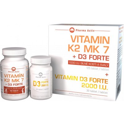Pharma Activ Vitamín K2 MK 7 tablety 125 ks + Vitamín D3 Forte tablety 30 ks