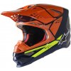 Prilba ALPINESTARS Supertech S-M8 Factory (tmavá modrá/oranžová/žltá fluo lesklá) XL