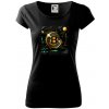 Bitcoin logo s grafmi - Dámske tričko Pure - XS ( Čierna )