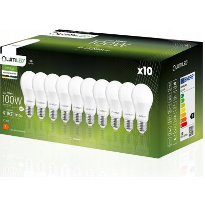 LUMILED 10x LED žiarovka E27 A60 13W = 100W 1521lm 4000K Neutrálna biela 260°