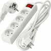 BERGE Predlžovací kábel 3m - 4 zásuvky - biely s vypínačom
