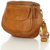Mazzini Marco kožená kabelka so širokým popruhom polkruhová camel vs103b