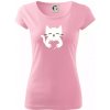 Mačka drží srdce - Dámske tričko Pure - L ( Ružová )