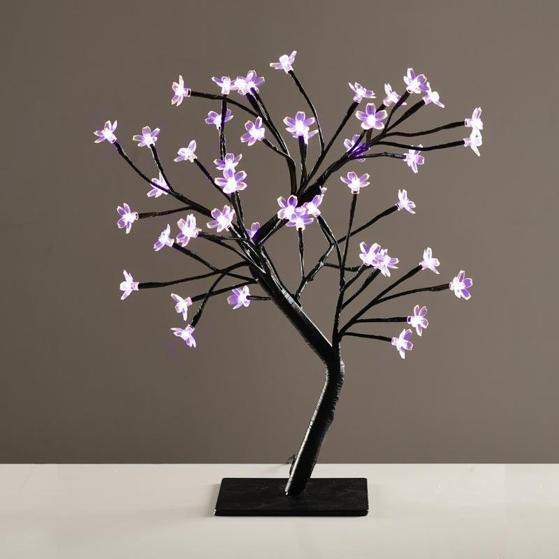 ACA Lighting stromček so silikónovými kvetmi 36 LED 220-240V, fialová, IP20, 45cm, 3m čierny kábel X1036841