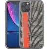 AppleKing Štýlový kryt z tvrdého plastu s textilným povrchom pre iPhone 11 Pro Max - sivo-oranžový - možnosť vrátiť tovar ZADARMO do 30tich dní
