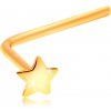 Šperky eshop - Piercing do nosa zo žltého 14K zlata - malá hviezdička, zahnutý tvar GG207.05