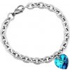 Silvego Dámsky náramok z chirurgickej ocele so Swarovski® Crystals Srdce 14mm Bermuda Blue LSW086B