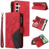 Multifunkčné peňaženkové puzdro Dual-color Zipper na Samsung Galaxy S24 FE 5G - Červená