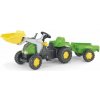Šliapací traktor Rolly Kid s prívesom a nakladačom-zelený s vlečkou