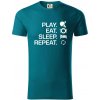 Stolný tenis - eat sleep - Tričko z organickej bavlny - M ( Petrolejová )