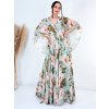 Dámske dlhé zelené kvetované spoločenské šaty pre moletky flower - 46
