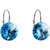 Evolution Group Strieborné náušnice visiace s krištáľmi Swarovski modré okrúhle 31106.3 aquamarine, darčekové balenie