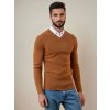 Pánsky sveter s výstrihom do V hnedá