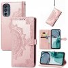Peňaženkové kožené puzdro MANDALA na Motorola Moto G62 5G – Ružovozlatá