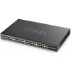 Zyxel GS1920-48HPv2, 50 Port Smart Managed PoE Switch 44x Gigabit Copper PoE and 4x Gigabit dual pers., hybrid mode, 375 Watt PoE GS192048HPV2-EU0101F