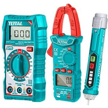 TOTAL súprava DIGI multimeter, kliešťový multimeter, skúšačka AC napätia 12-1000V, TMT43028