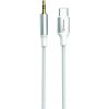 SWISSTEN AUDIO ADAPTÉR TEXTILE USB-C (samec) / 3,5 mm JACK (samec) 1,5 M BIELÝ