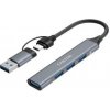 Canyon DS-02, USB-C Hub, 4 porty, 3xUSB 2.0 480Mbps, 1xUSB 3.0, 5Gbps, USB-C/USB-A adaptér, šedá CNS-TDS02G