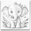 Vymalujsisam.sk Bodkovanie - Roztomilý sloník s červenými líčkami Farba: Červená, Veľkosť: 50x50cm, Rám: Na kartónovej doske